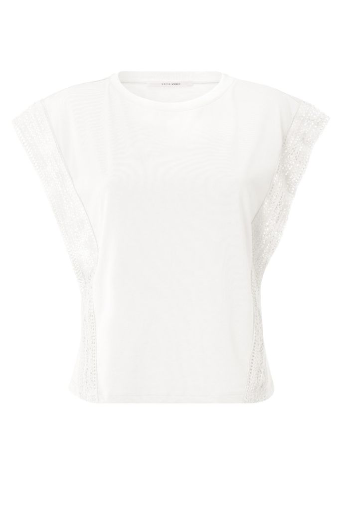 01-709171-405 Mouwloze Top met Kanten Details - Off White