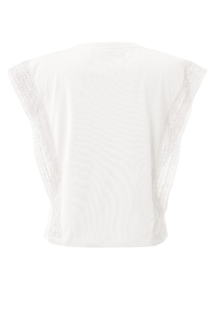 01-709171-405 Mouwloze Top met Kanten Details - Off White