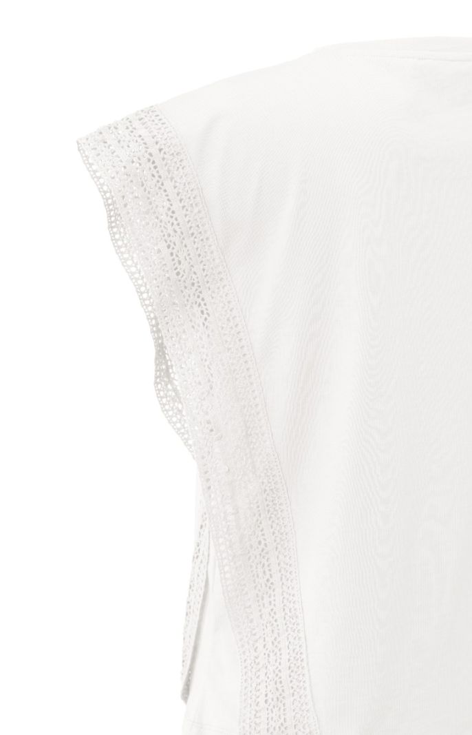 01-709171-405 Mouwloze Top met Kanten Details - Off White