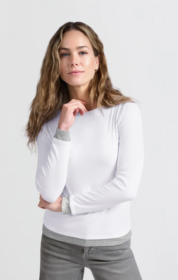 01-709255-501 Faux Double Layer Top - Pure White