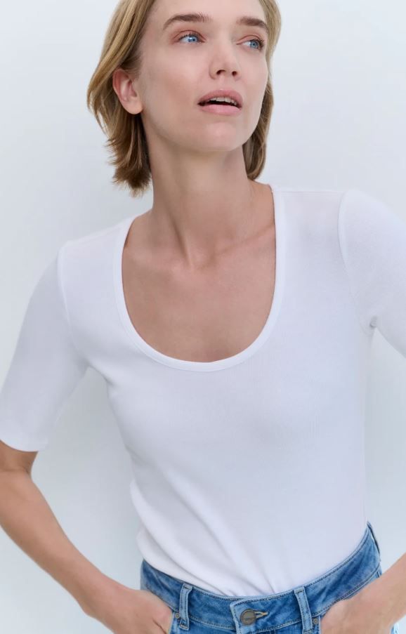 01-719063-501 T-Shirt met Ronde Hals - Pure White