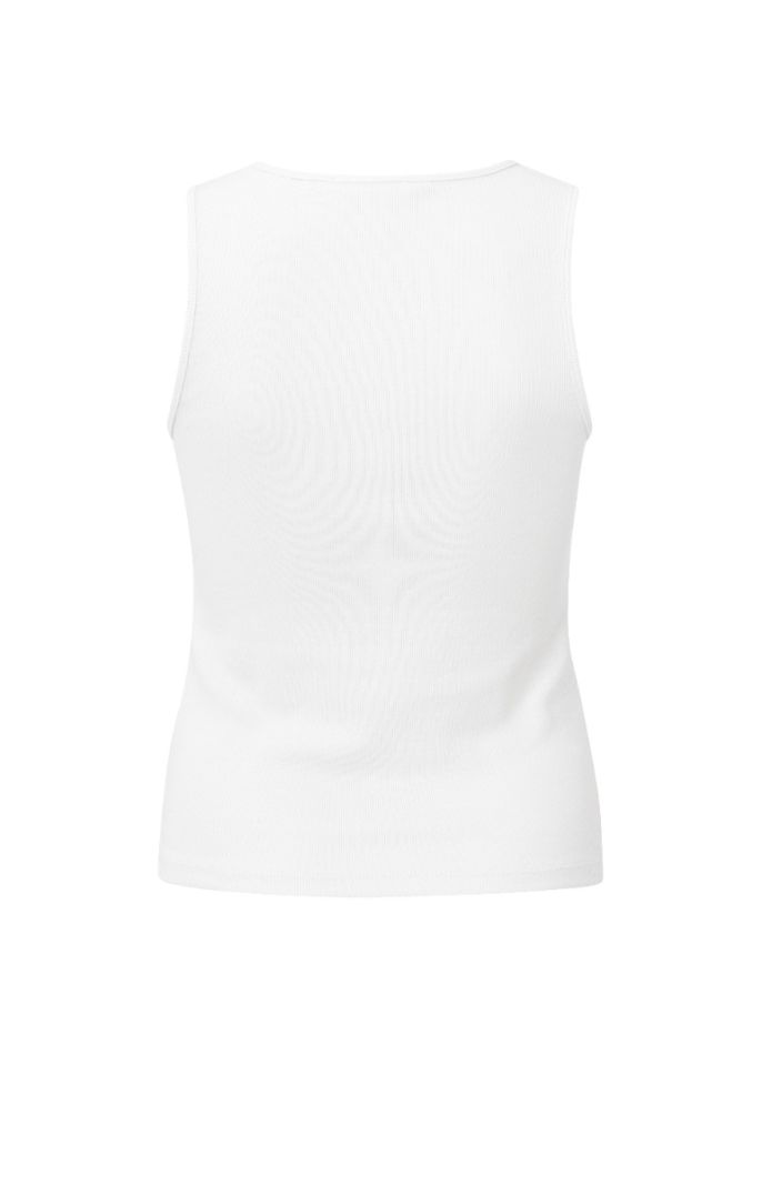 01-729023-404 Geribde top met U-Hals - Pure White