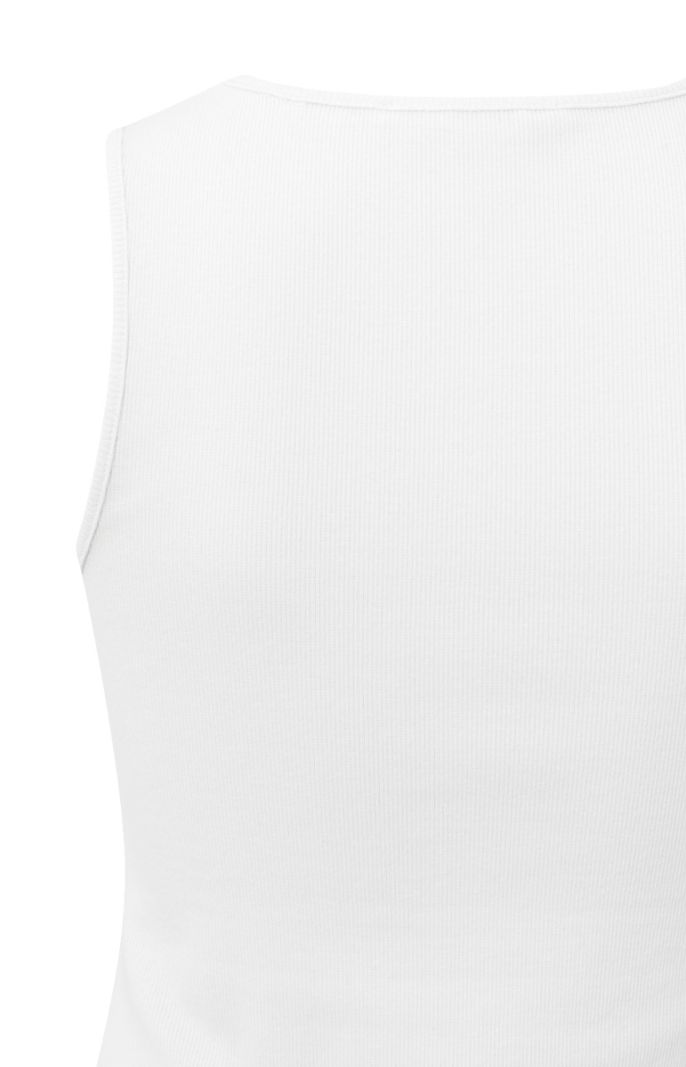 01-729023-404 Geribde top met U-Hals - Pure White