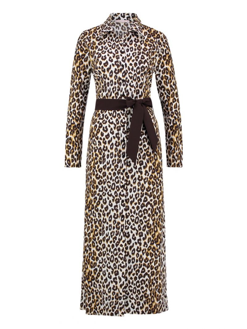 03871 Yara Leopard dress - Off White / Goud