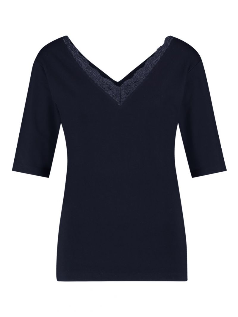 04145 Madike Lace Top - Donker Blauw