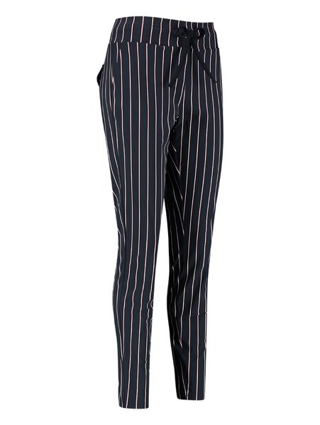 04223 Road Stripe Trousers - Donker Blauw / Off White
