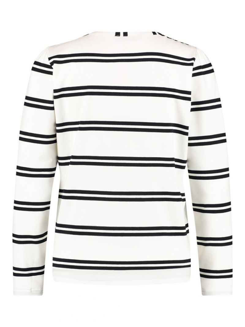 04268 Flavia Stripe Shirt - Wit/Donker Blauw