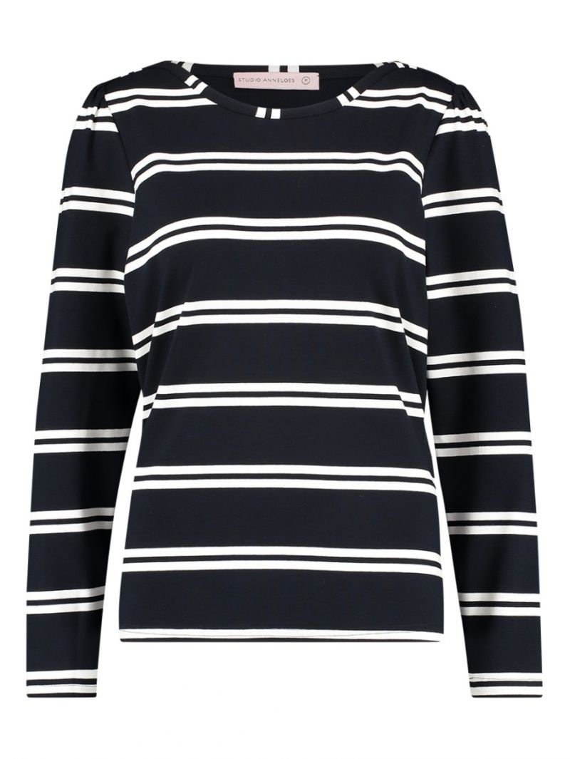 04268 Flavia Stripe Shirt - Donker Blauw/Wit