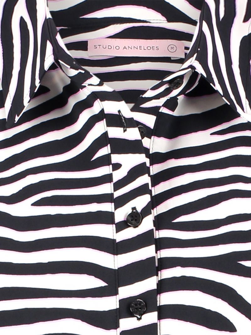 04299 Poppy Zebra 3/4 Shirt - Ecru/Zwart