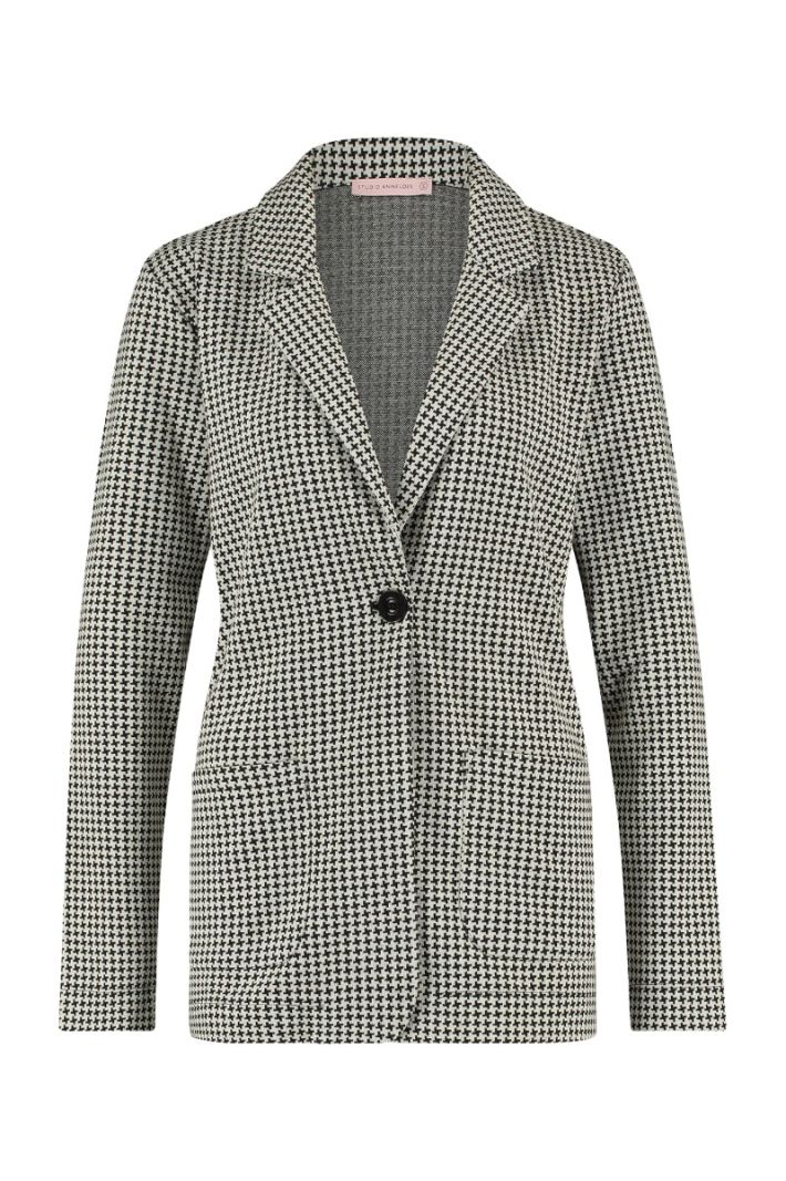 05123 Lydia Jacquard Blazer - Zwart/Off White