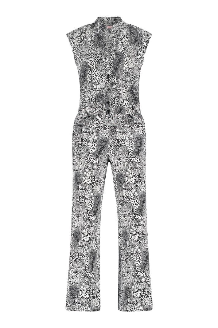 05761 Nina Leopard Jumpsuit - Off White/Zwart