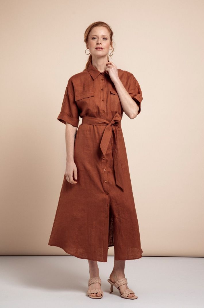 05794 Marla Linen Dress - Cinnamon