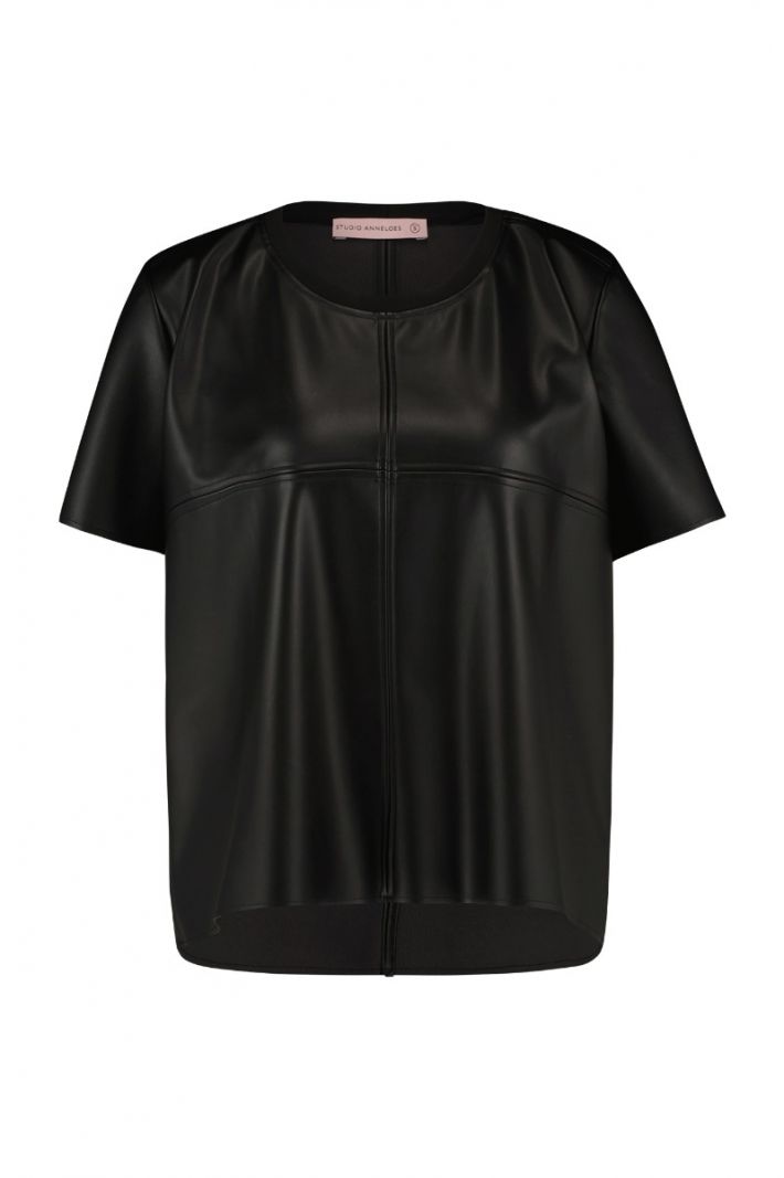 06788 Faylinn Faux Leather Shirt - Zwart
