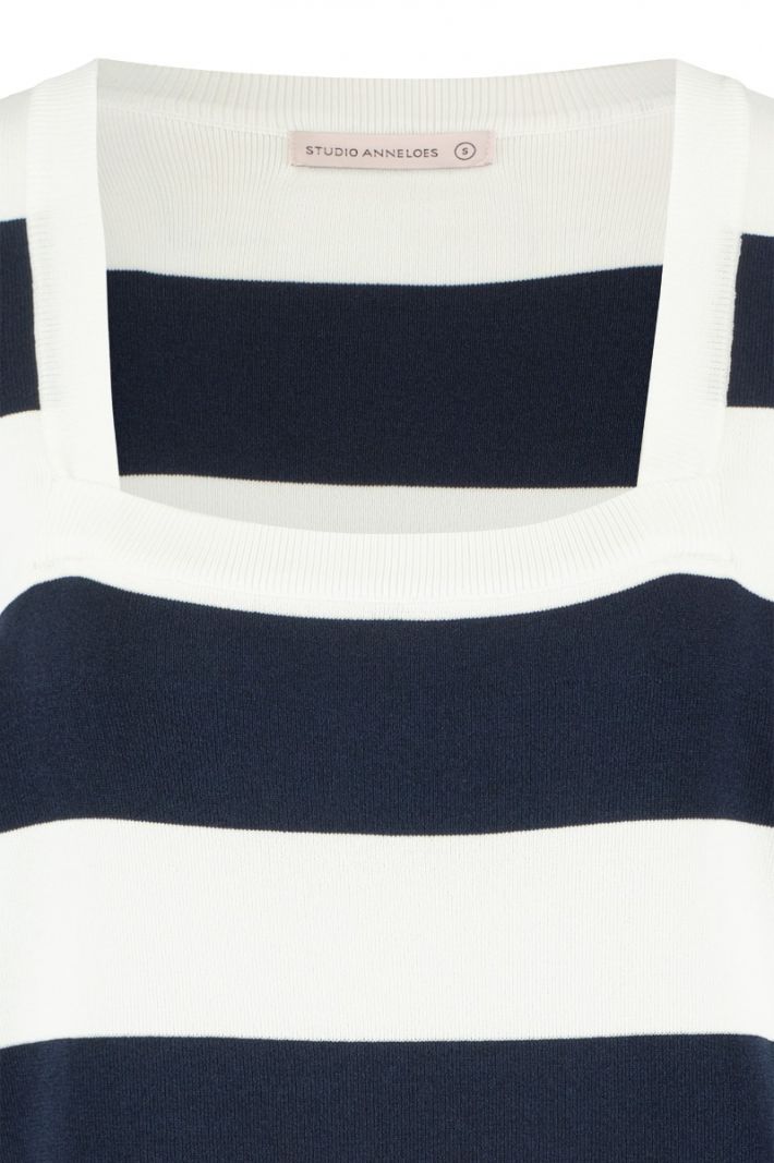 06981 Wieke Stripe Pullover - Dark Blue/Off White
