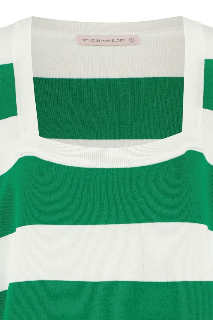 06981 Wieke Stripe Pullover - Apple Green/Off White