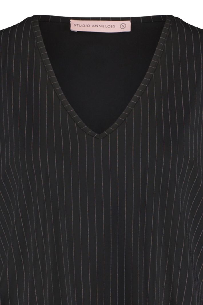 07211 Vicky SSL Pinstripe Shirt - Zwart/Off White