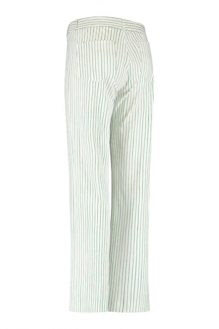 07228 Janne Irr Stripe Trousers - Off White/Applegreen