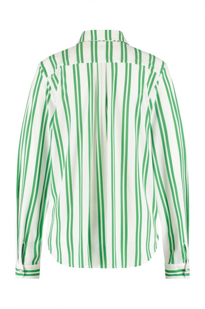 07248 Aimee Double Stripe Blouse - Off White/Applegreen
