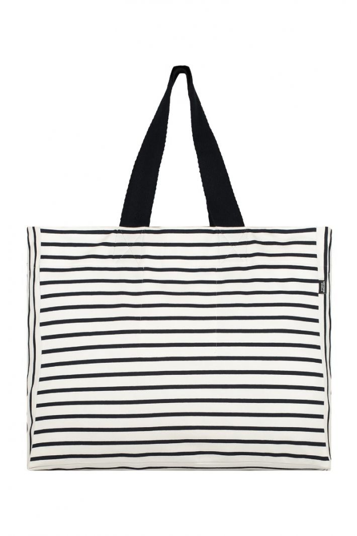 07295 Beach Stripe Bag - Off White/Donker Blauw