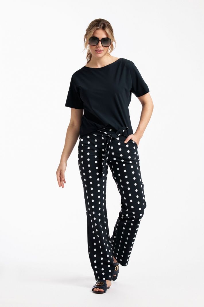 07363 Marilou Dot Trousers - Donker Blauw/Off White