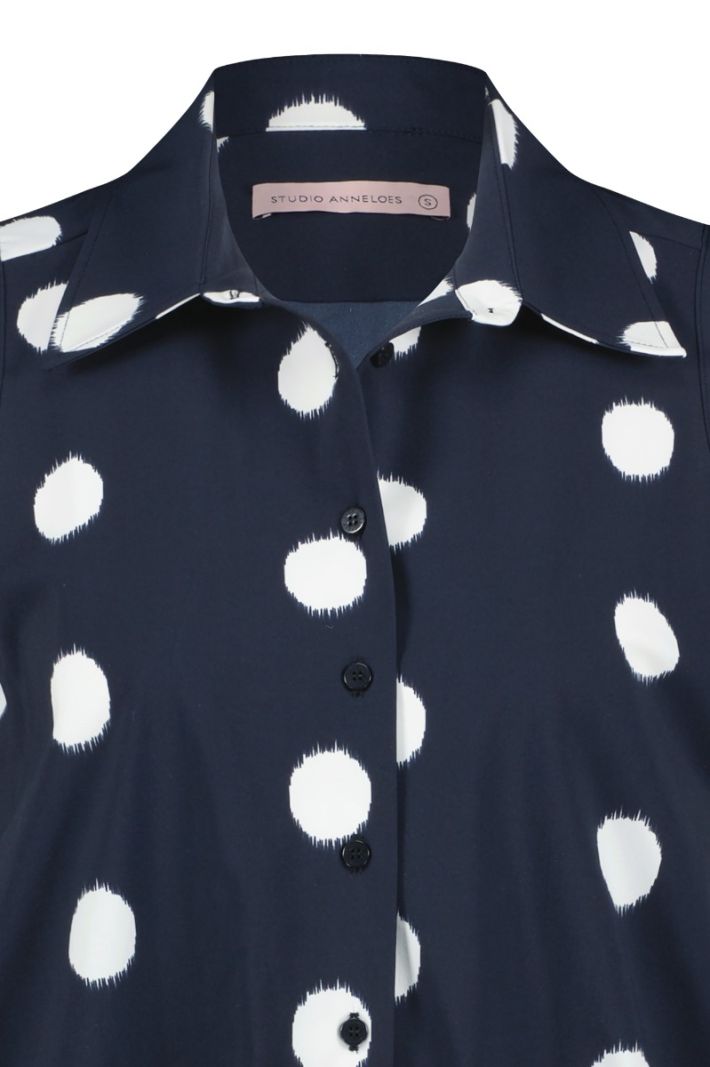 07366 Poppy Dot SL Smoq Shirt - Donker Blauw/Off White
