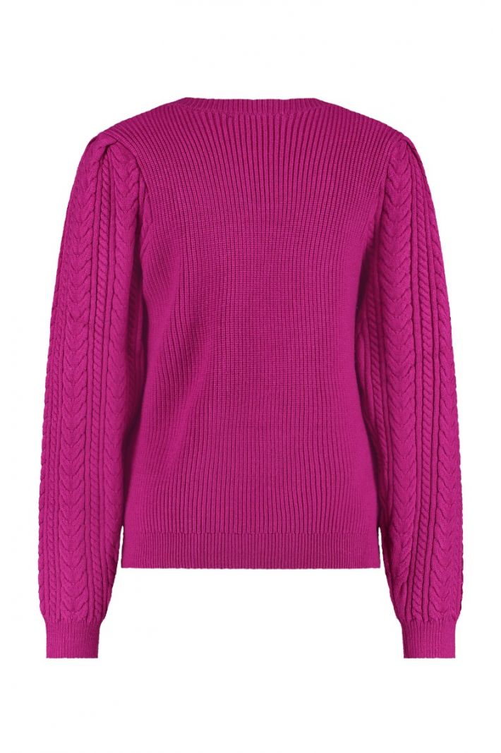 07473 Cable Pullover - Magenta