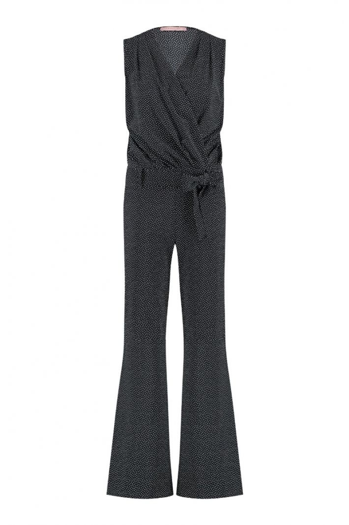 07600 Estella Dot Jumpsuit - Zwart/Ivory