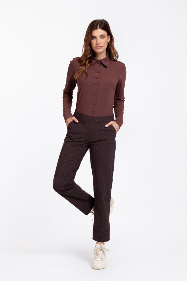 07667 Anna Wave Trousers - Donker Blauw/Chestnut