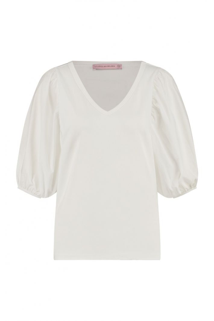 07690 Roxy Vneck Shirt - Off White