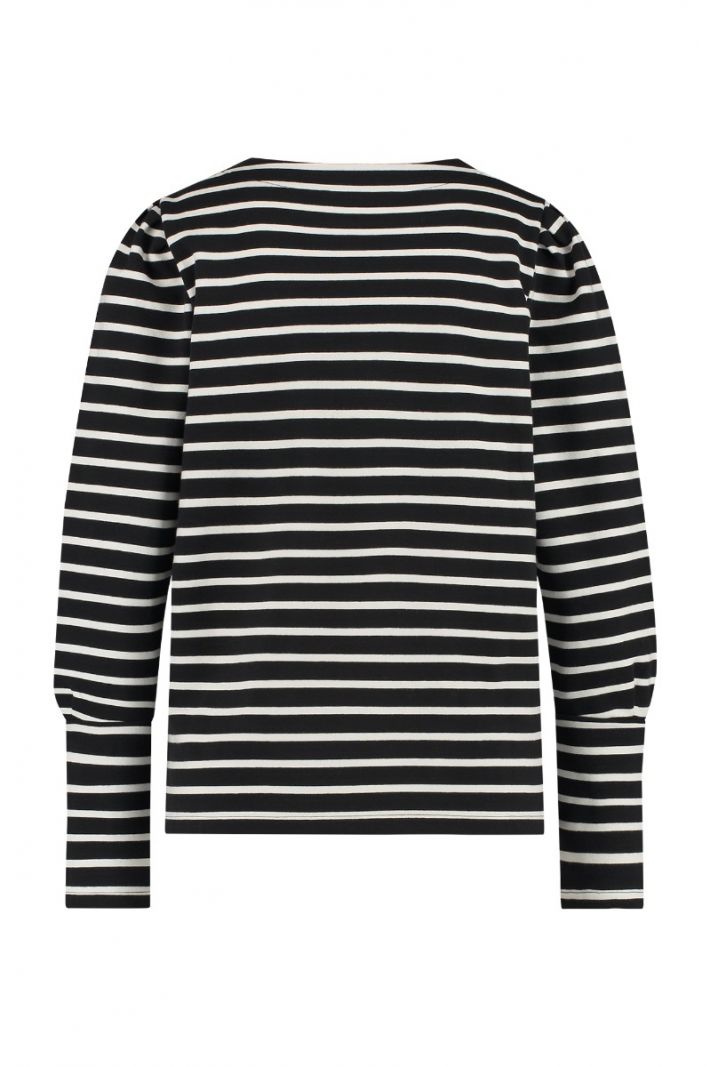 07693 Taylor Stripe Sweater Zwart/Off White