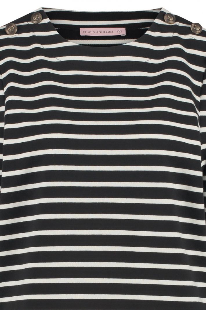 07693 Taylor Stripe Sweater Zwart/Off White