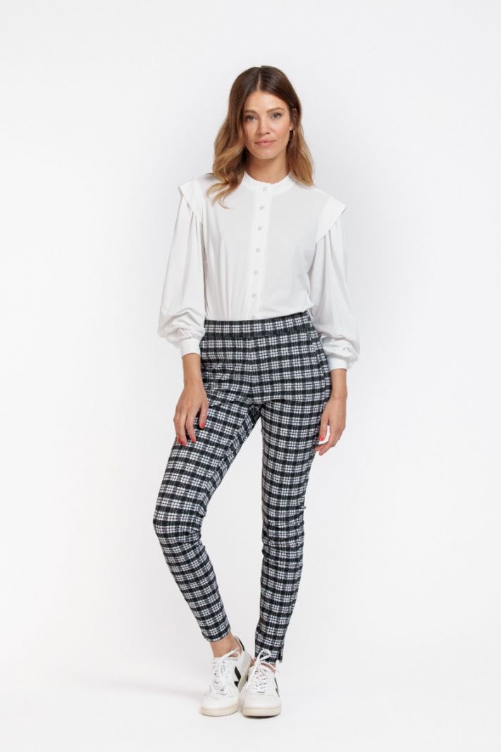 07701 Flodown Check Trousers - Zwart/Off White