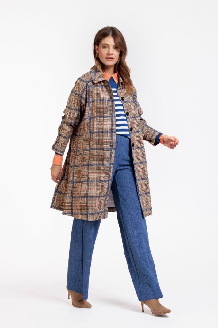 07732 Mirthe Check Trenchcoat - Multi Color