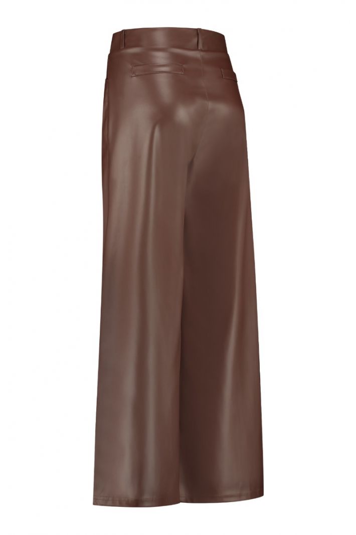 07782 Sarah Faux Leather Trousers - Chestnut