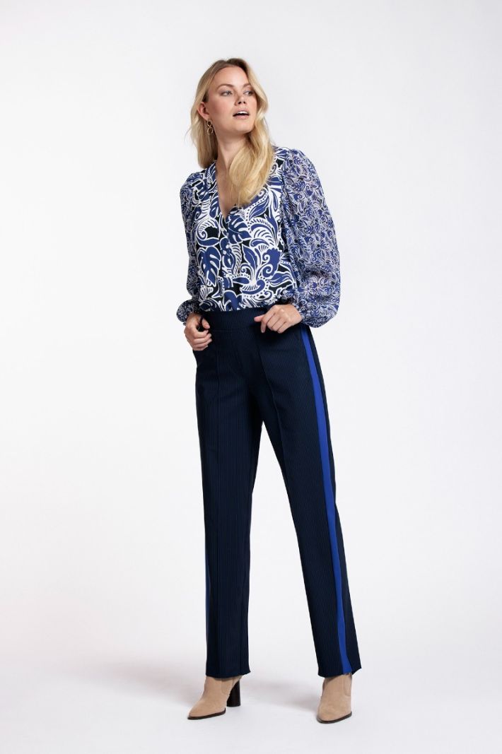 07853 Rae Stripe Trousers - Dark Blue/Purpleblue