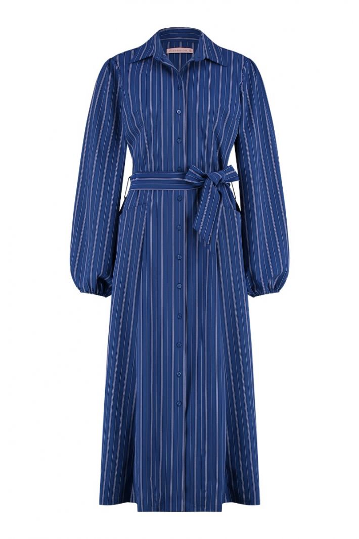 07935 Cindy Stripe Dress - Night Blue/ Cool Lilac