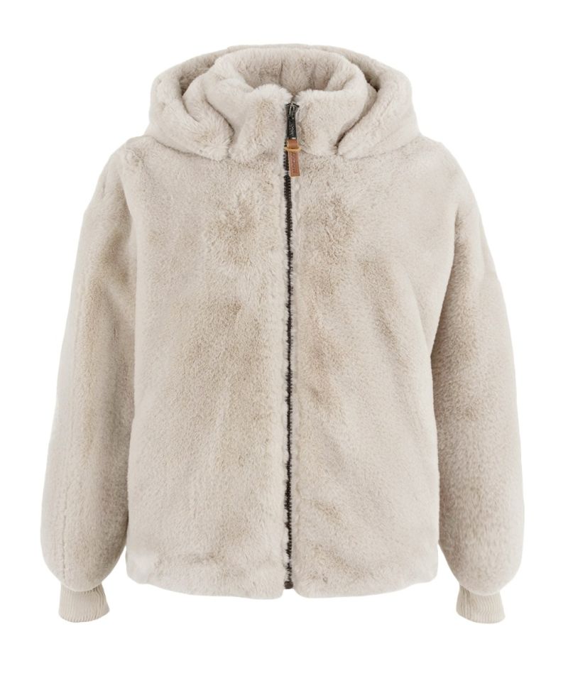 08-08 Evelyn Fake Fur Jas - Chalk Solid