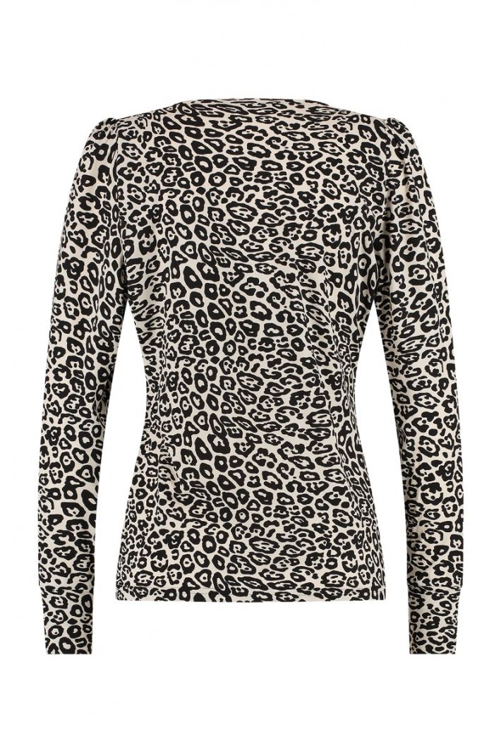 08054 Sophie Leopard Small Shirt - Kit/Zwart