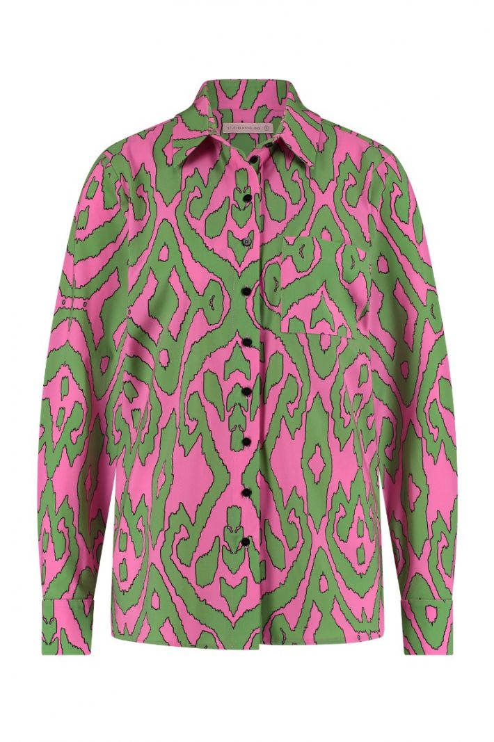 08122 Bowie Ornament Blouse - Pink/Light Green