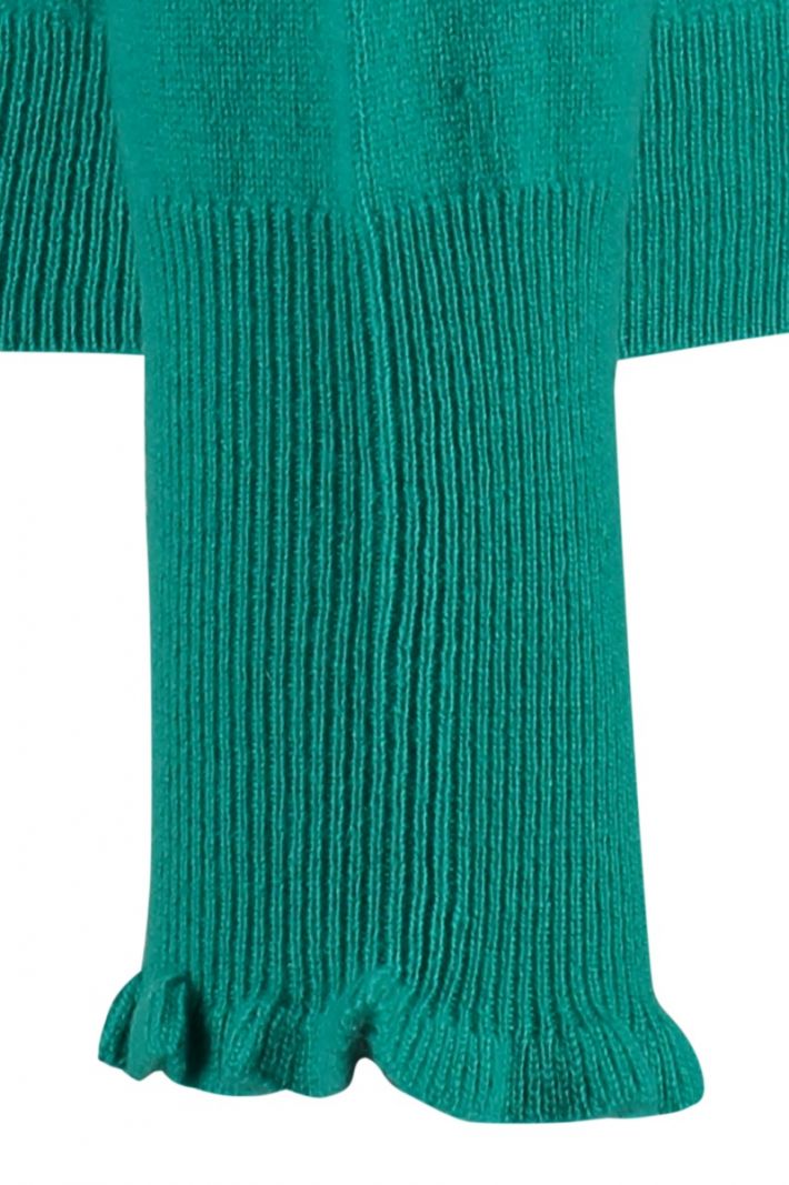 08145 Cady Ruffle Cashmere Pullover - Emerald