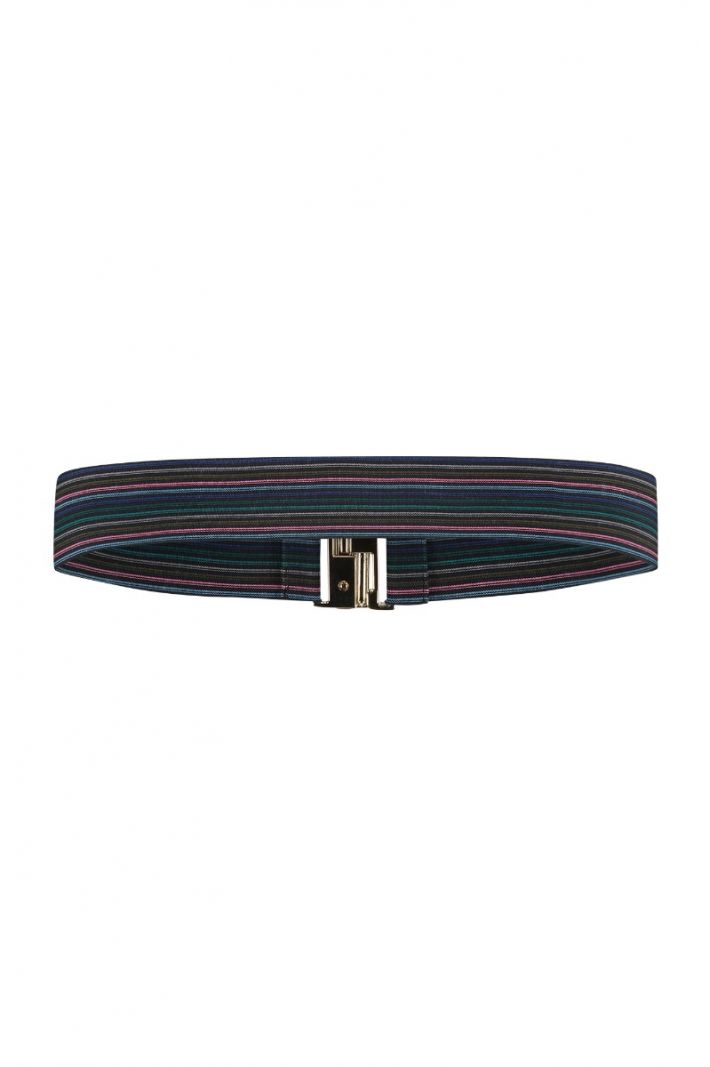 08320 SA Elastic Stripe Belt - Dark Blue/Pink