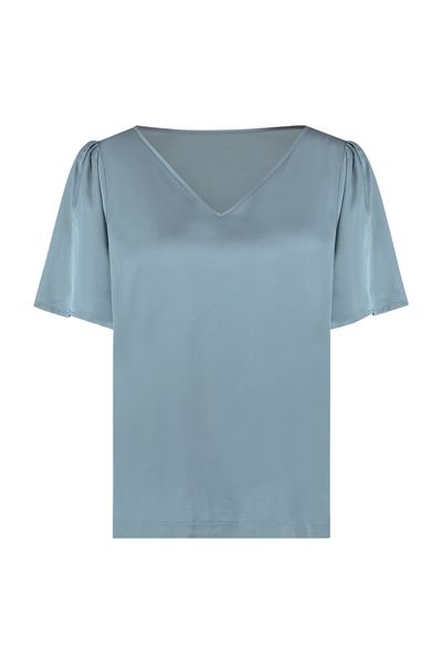 08330 Gwenny 2-Way Satin T-Shirt - Denim Blue