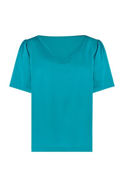 08330 Gwenny 2-Way Satin T-Shirt - Turquoise