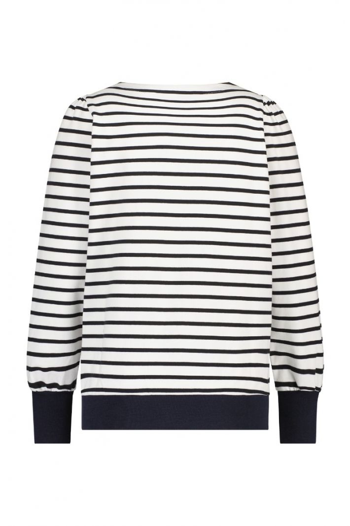 08333 Myrne Stripe Sweater - Off White/Donker Blauw