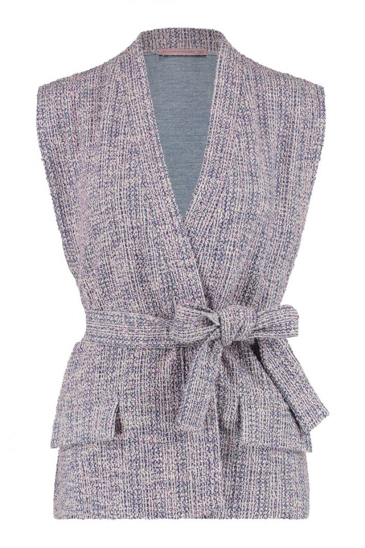 08614 Vero Tweed Waistcoat - Purple/Pink