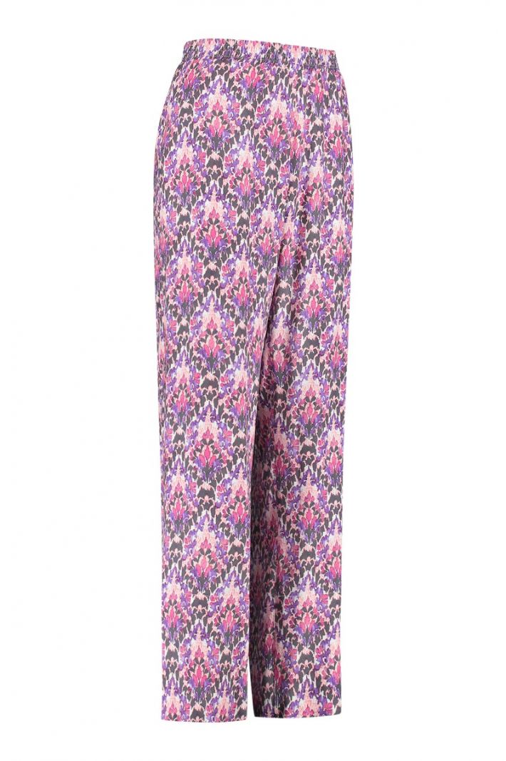 08637 Floor Ornament Crepe Trousers - Multi Color