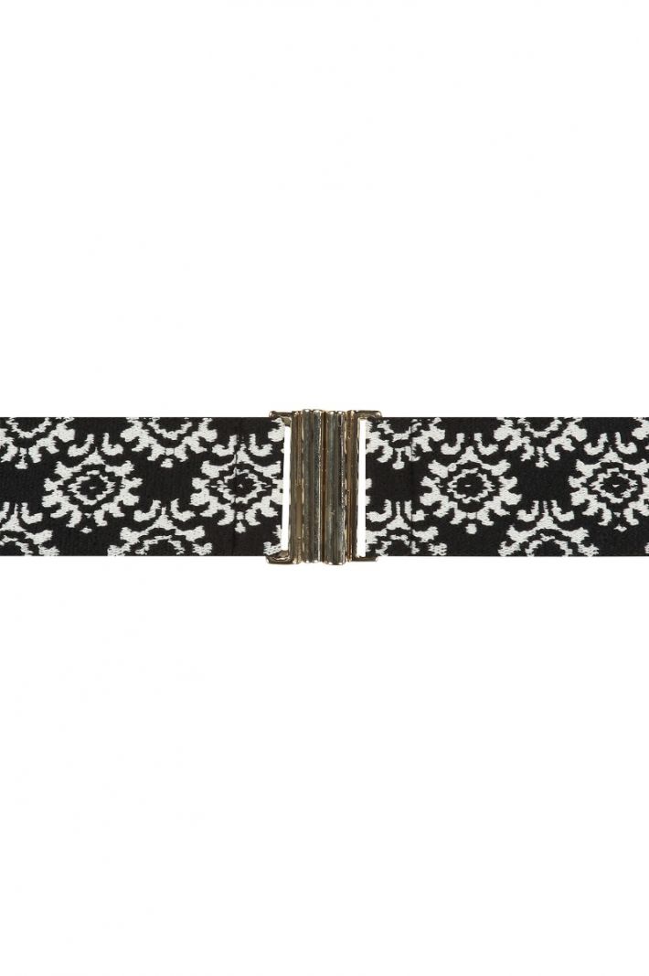 08684 SA Elastic Ornament Belt - Black/White