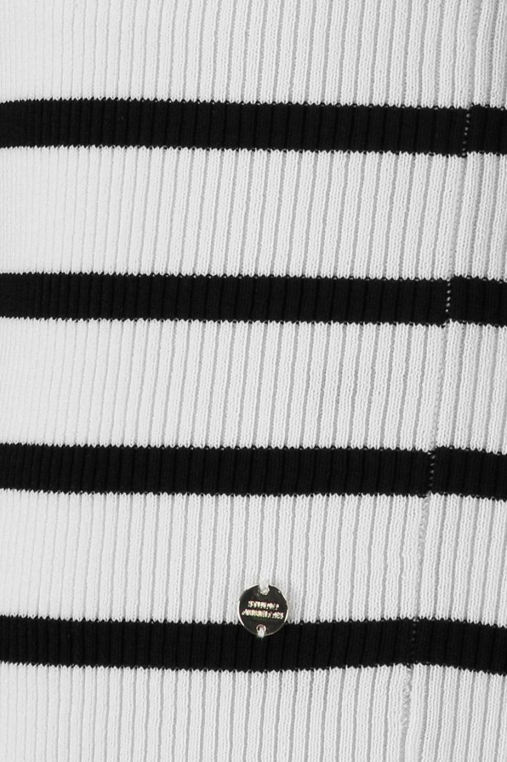 08685 Diede Stripe Bootneck Pullover - White/Black