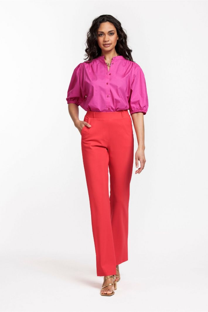 08769 Mae Bonded Flair Trousers - Red