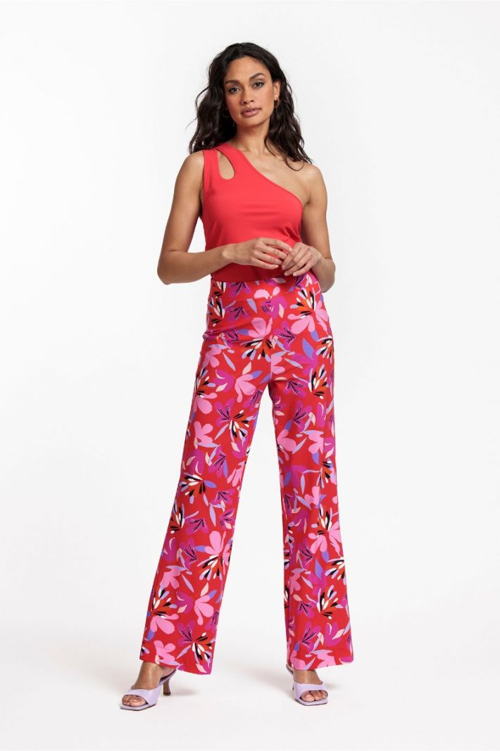 08787 Jay High Waist Trousers - Red/Pink